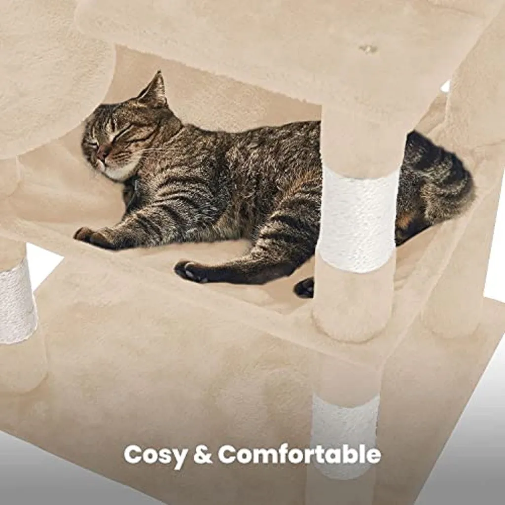 Floofi 118cm Plush Cat Condo Cat Tree Beige