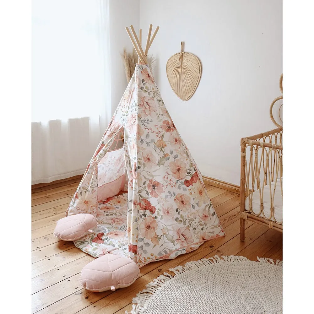 Flower Power Teepee - Beige, Pink, Red & Green