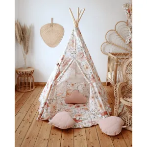 Flower Power Teepee - Beige, Pink, Red & Green