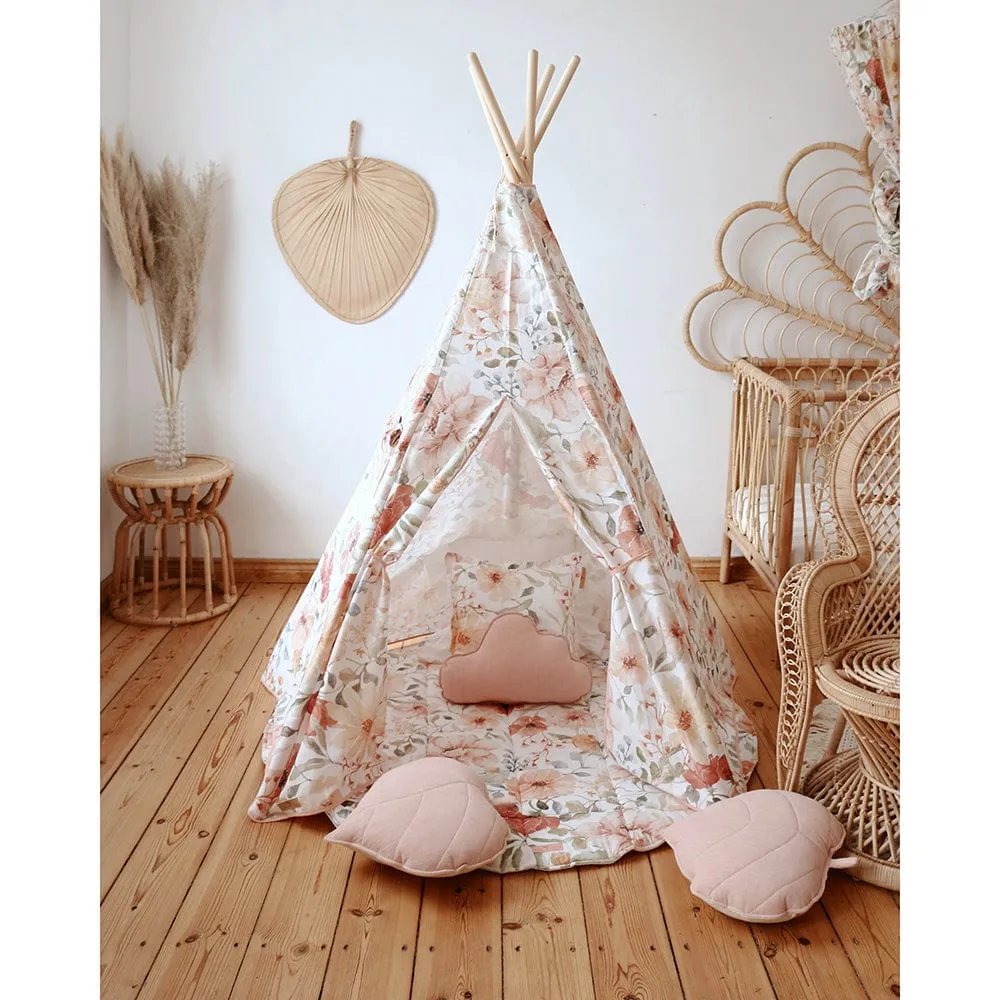 Flower Power Teepee - Beige, Pink, Red & Green