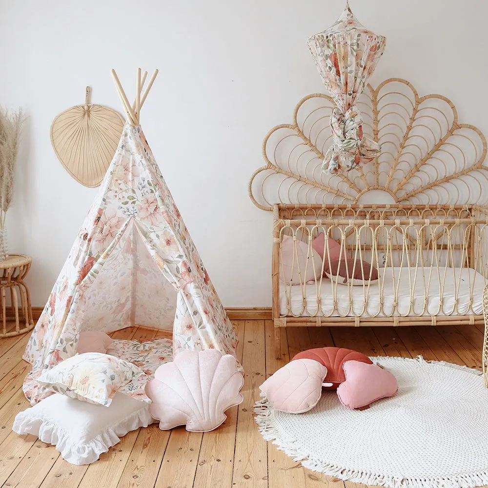 Flower Power Teepee - Beige, Pink, Red & Green