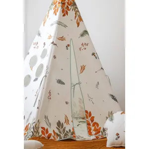 Forest Friends Teepee And Mat Set - White, Brown, Red, Green & Blue