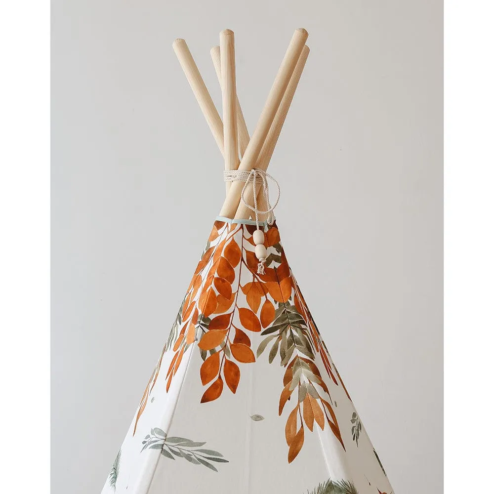 Forest Friends Teepee And Mat Set - White, Brown, Red, Green & Blue