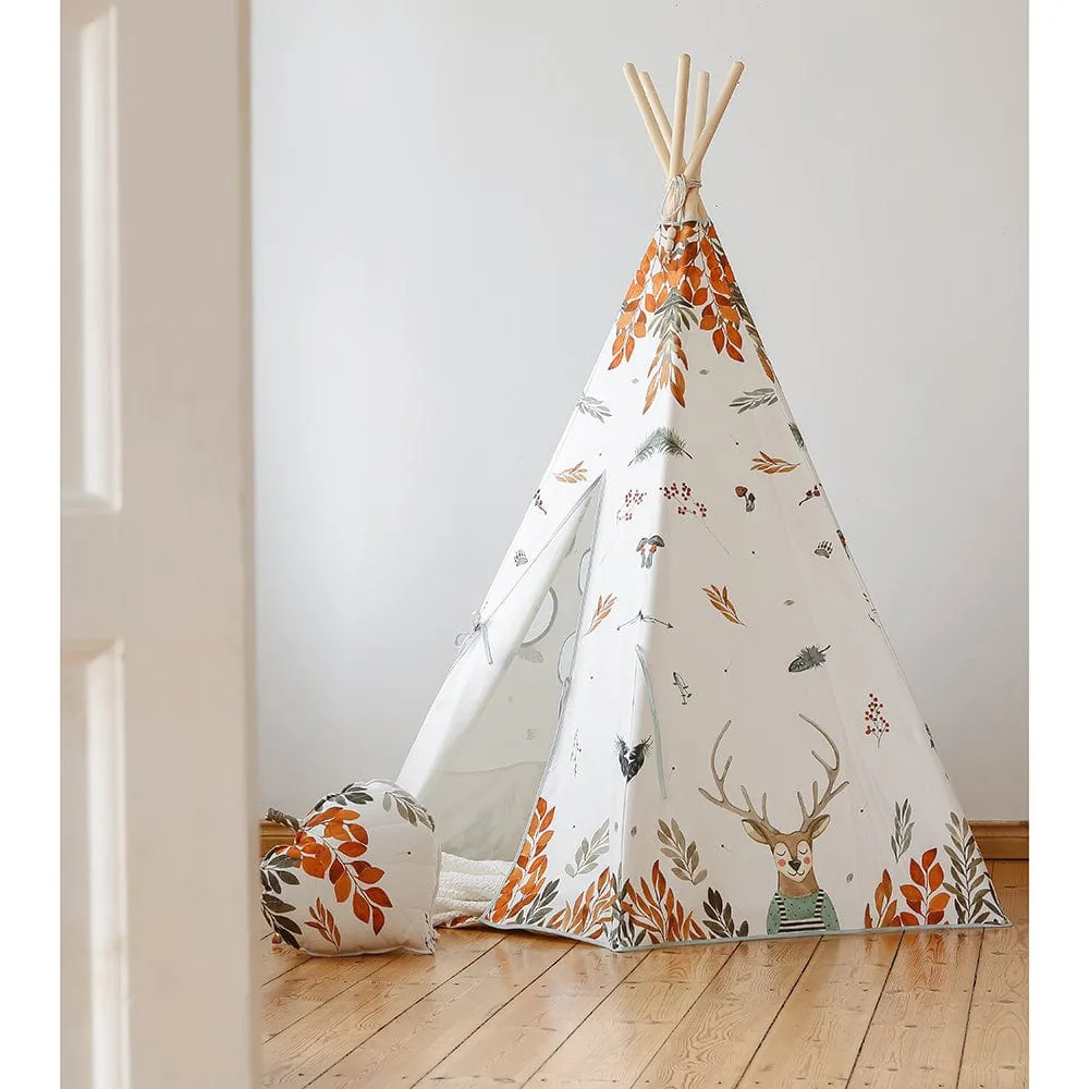 Forest Friends Teepee - Beige, Red, Green & Orange
