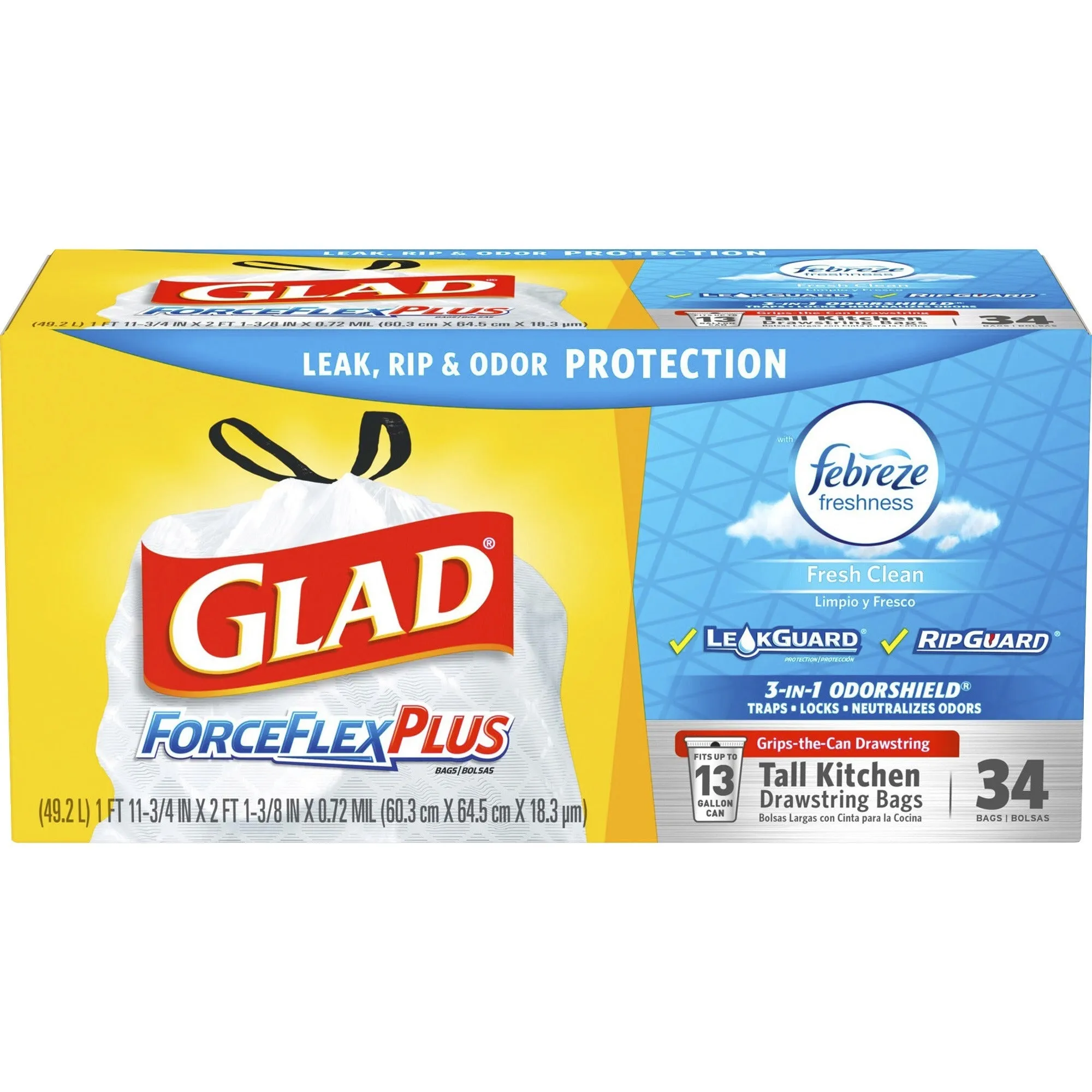 Glad ForceFlexPlus XL X-Large Kitchen Drawstring Trash Bags