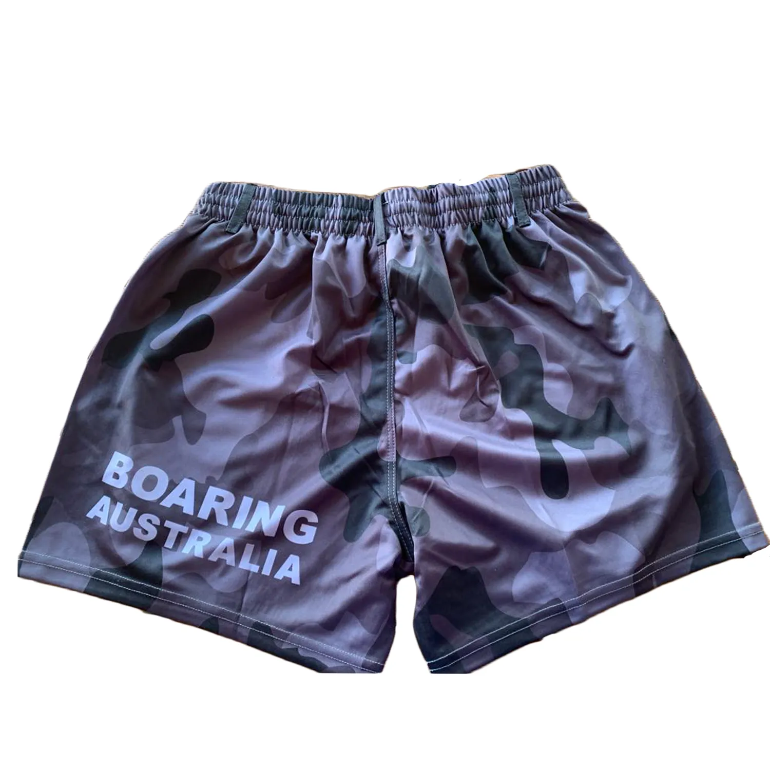 GREY CAMO FOOTY SHORTS BELT LOOPS