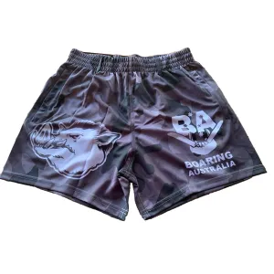 GREY CAMO FOOTY SHORTS BELT LOOPS