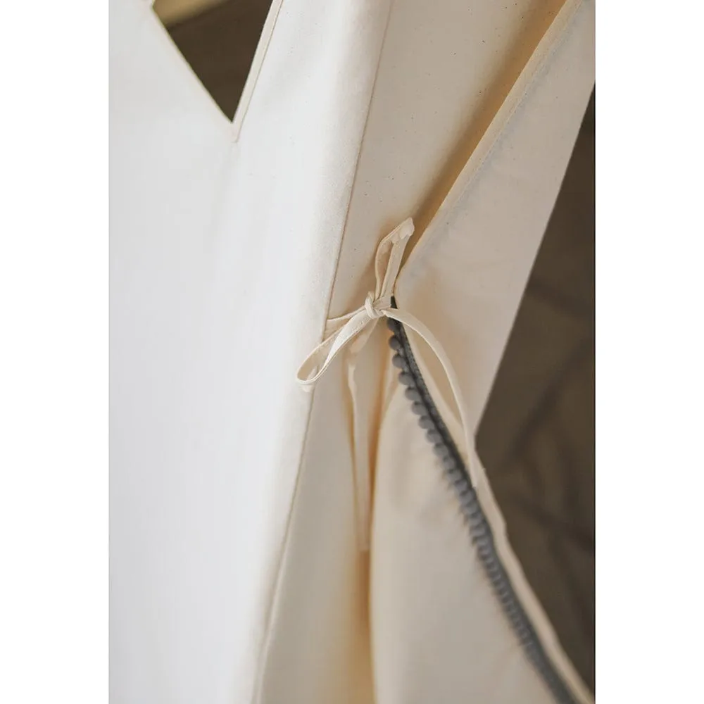 Grey Pompoms Teepee And Mat Set - Beige & Grey