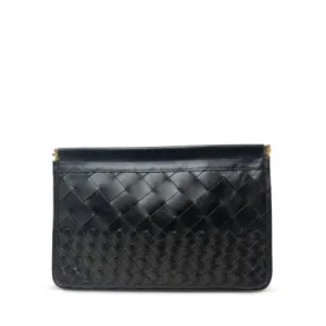 Kempton & Co. Snap Clutch in Black Threaded Weave