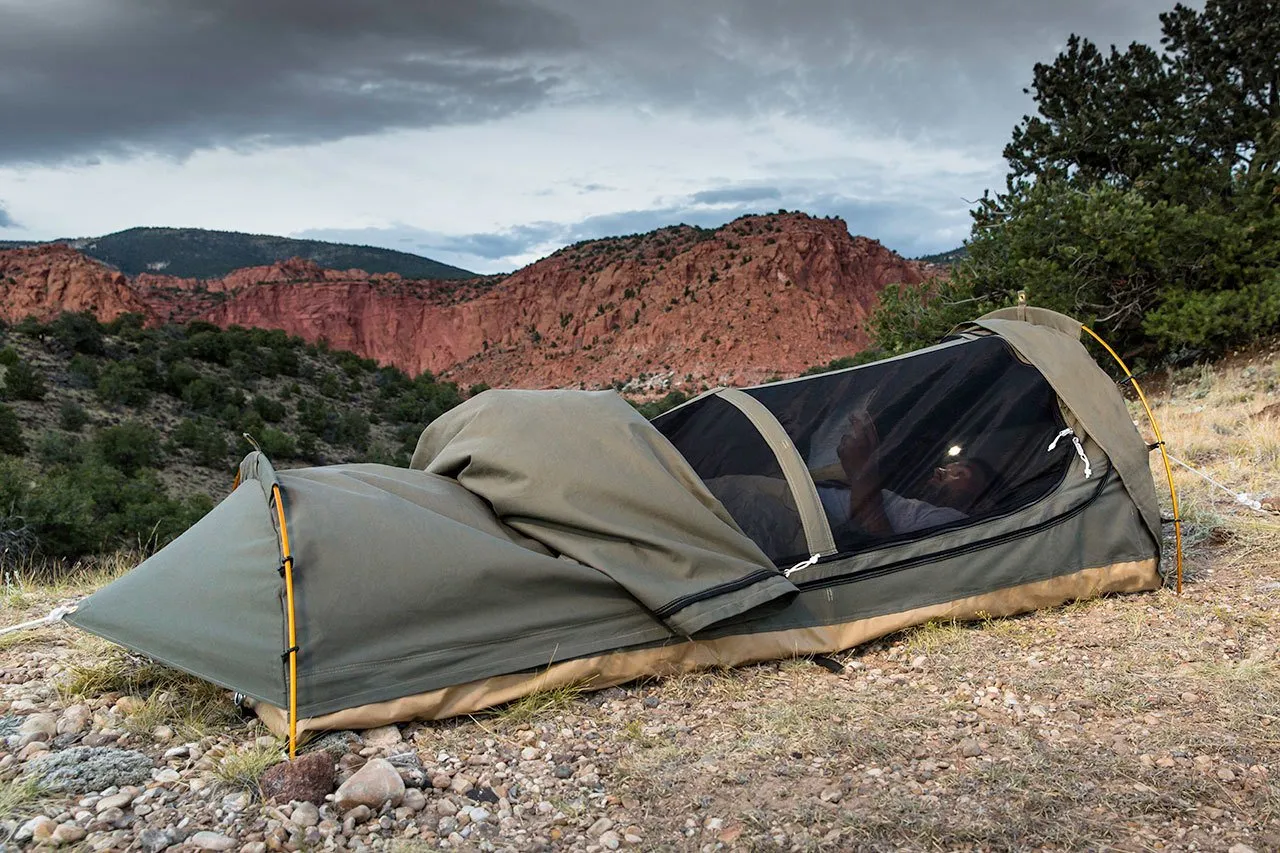 Kodiak Canvas 1 Person Canvas Swag Tent W/ Sleeping Pad