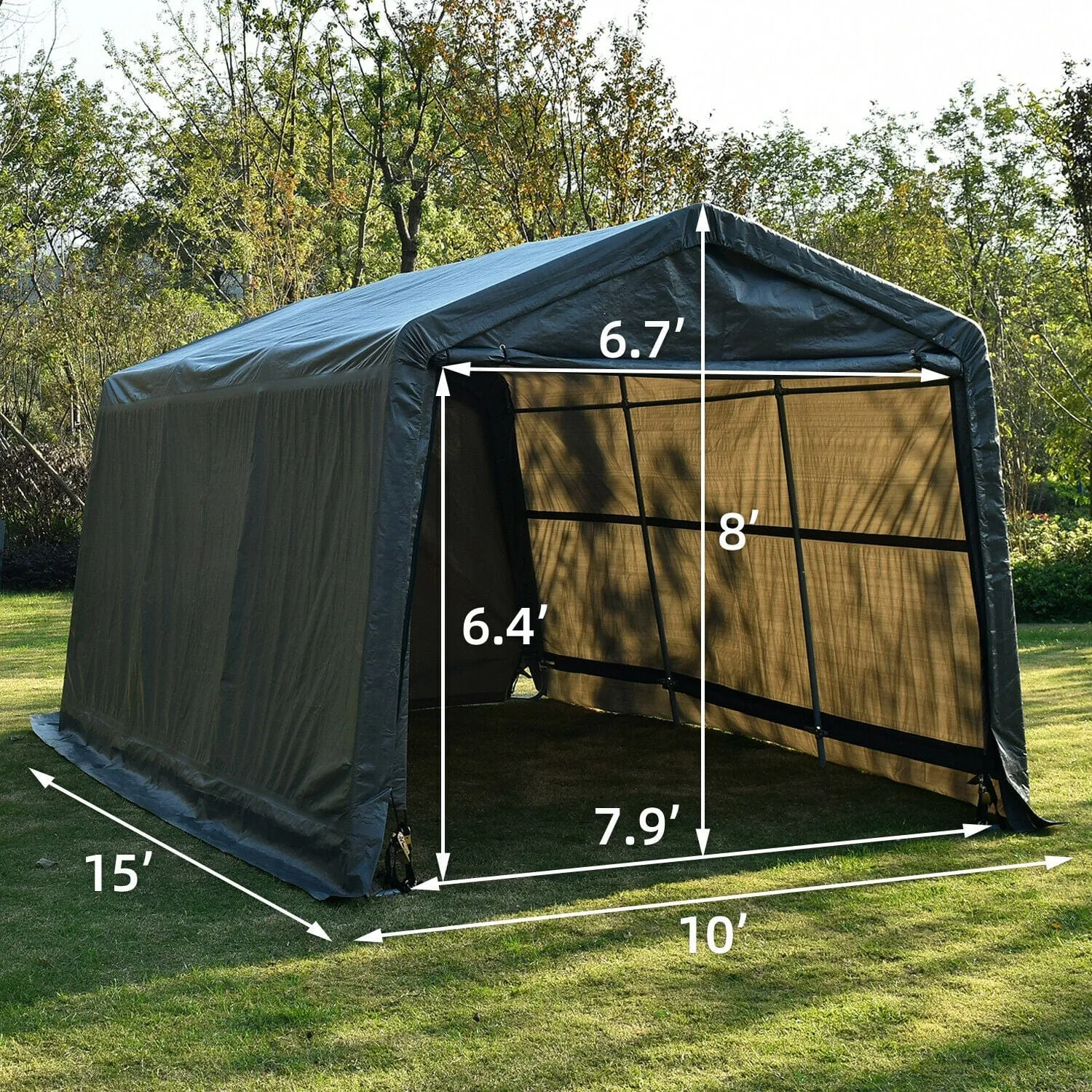 Large Portable Enclosed Covered Carport Canopy Garage Tent