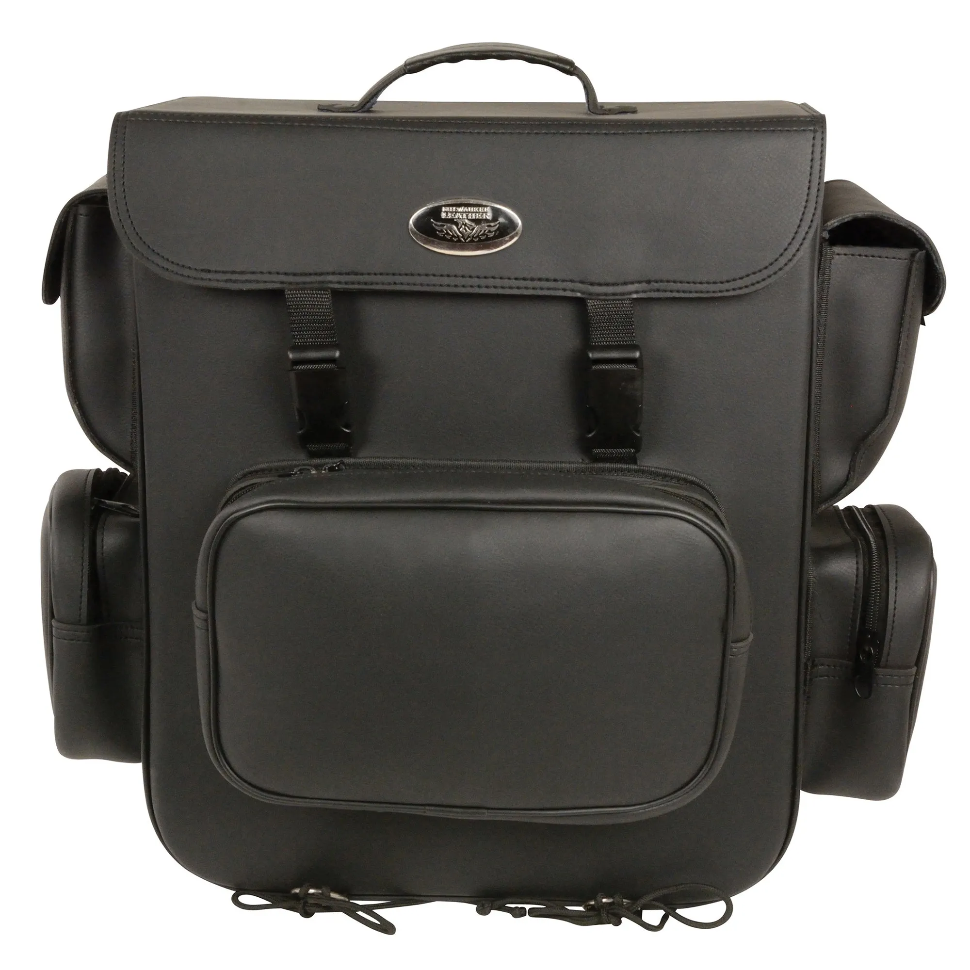Large PVC Sissy Bar Bag w/ 5 Bonus Pockets (16X19X7)