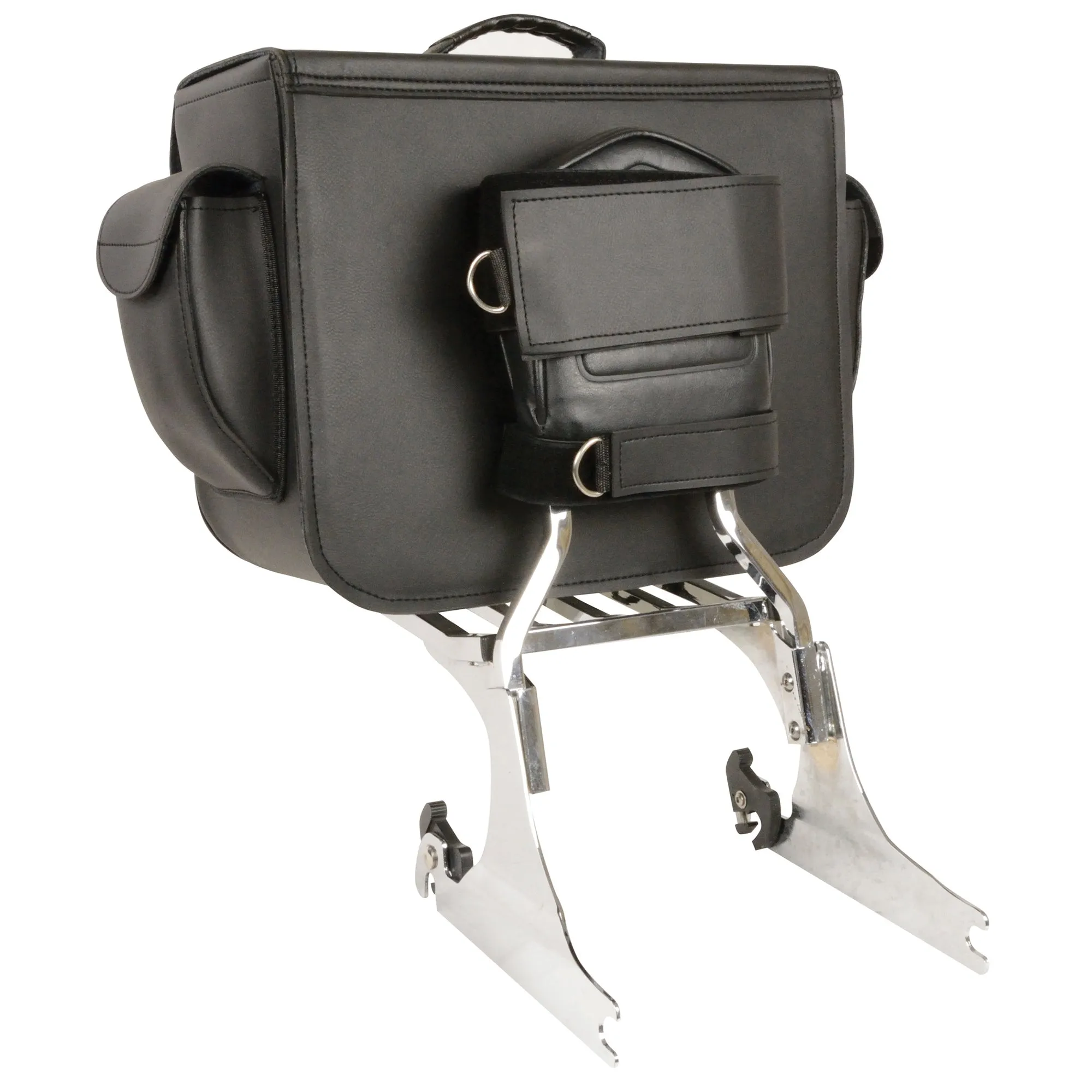 Large PVC Sissy Bar Bag w/ Carry Handle (16X13X7)