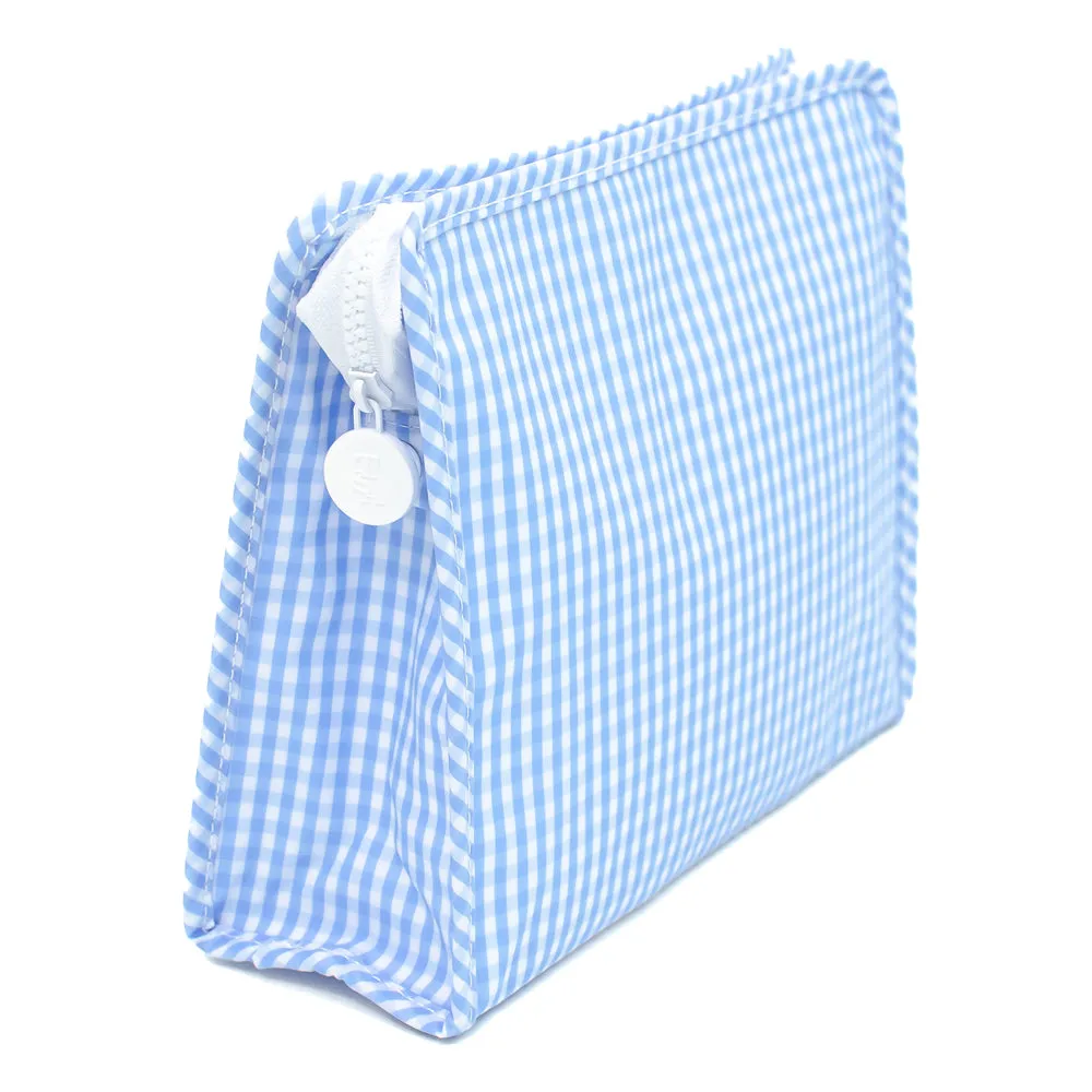 Large Roadie Pouch by TRVL Design - Light Blue Gingham Sky - Monogrammed Baby Gift - Diaper Pouch