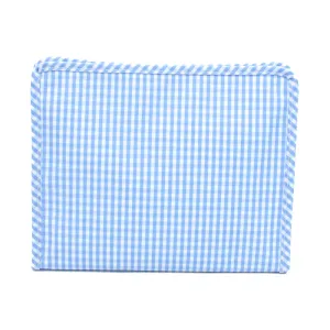 Large Roadie Pouch by TRVL Design - Light Blue Gingham Sky - Monogrammed Baby Gift - Diaper Pouch