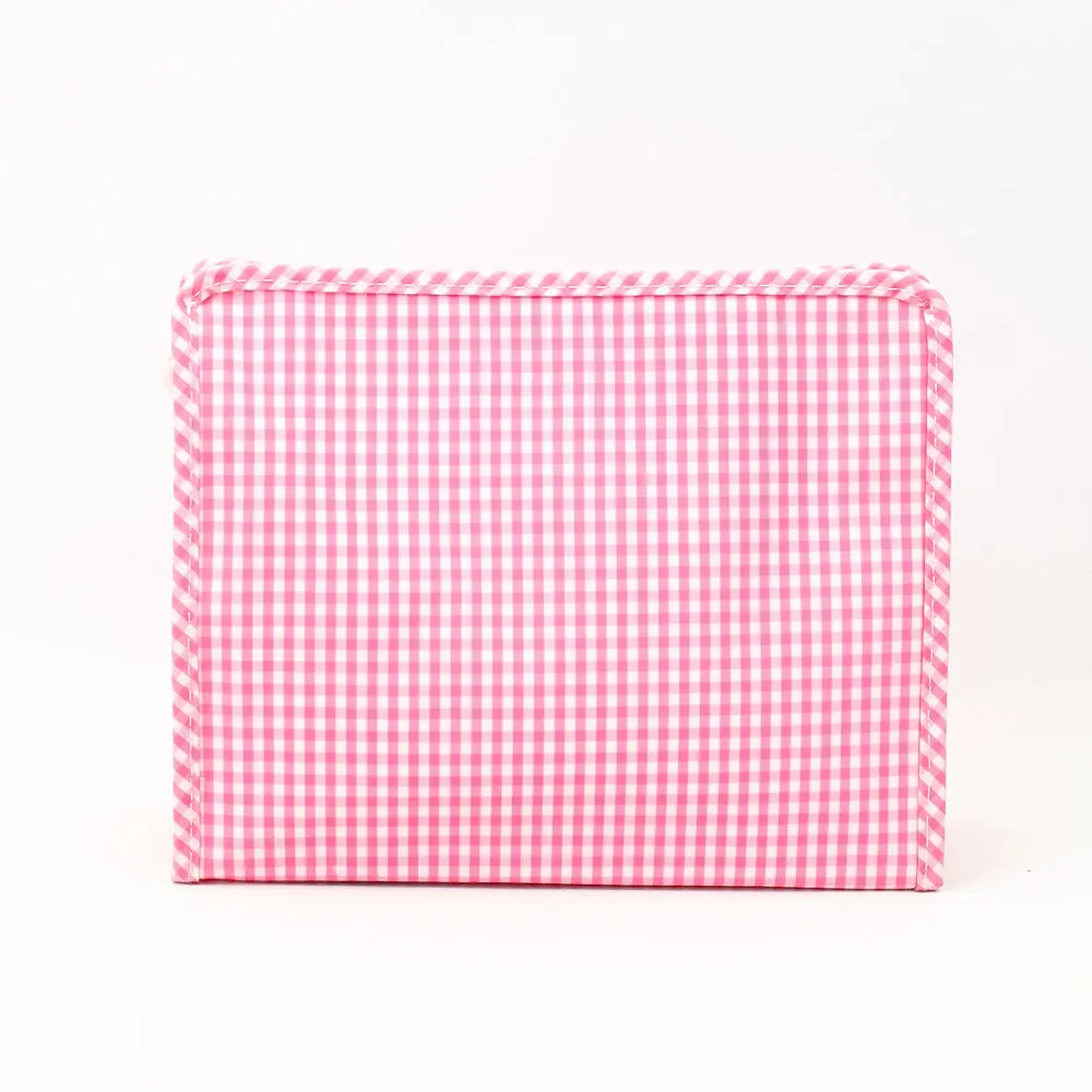 Large Roadie Pouch by TRVL Design - Pink Gingham - Monogrammed Baby Gift - Diaper Clutch Case