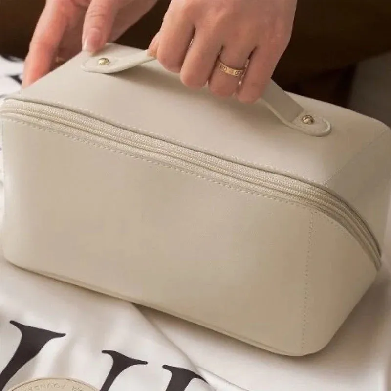 Leather Large Capacity Travel Cosmetic Bag