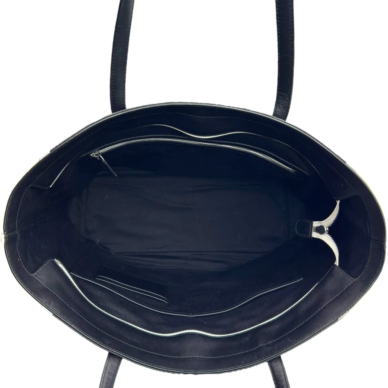 MCM Visetos Chevron Shopper Tote - Black & White