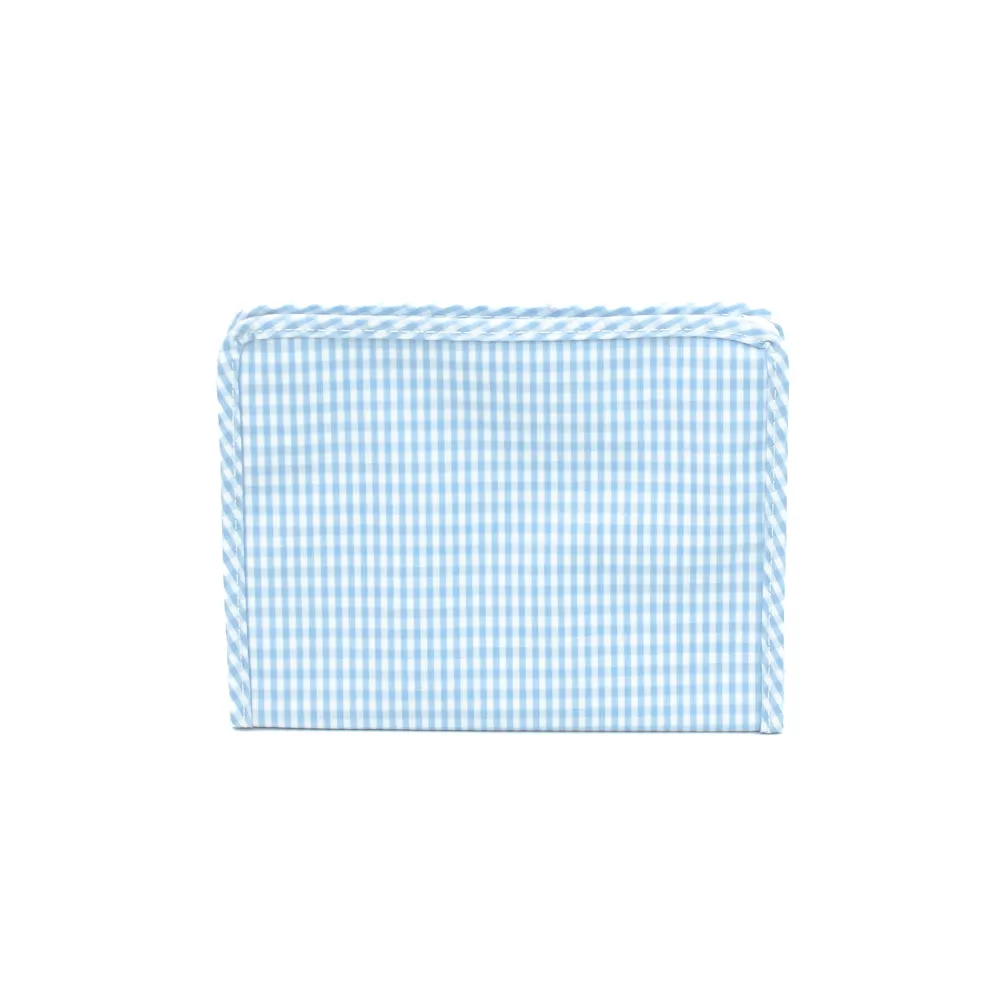 Medium Roadie by TRVL Design - Monogrammed Diaper Bag Organizer - Zippered Pouch - Mist Light Blue Gingham