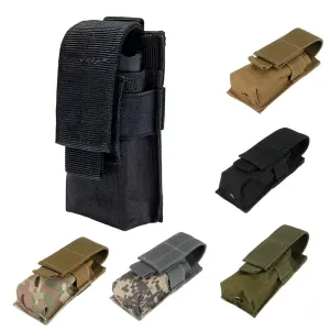 MOLLE Tactical Flashlight and Magazine Pouch - EDC Tool Holder for Outdoor Hunting and Utility Gear