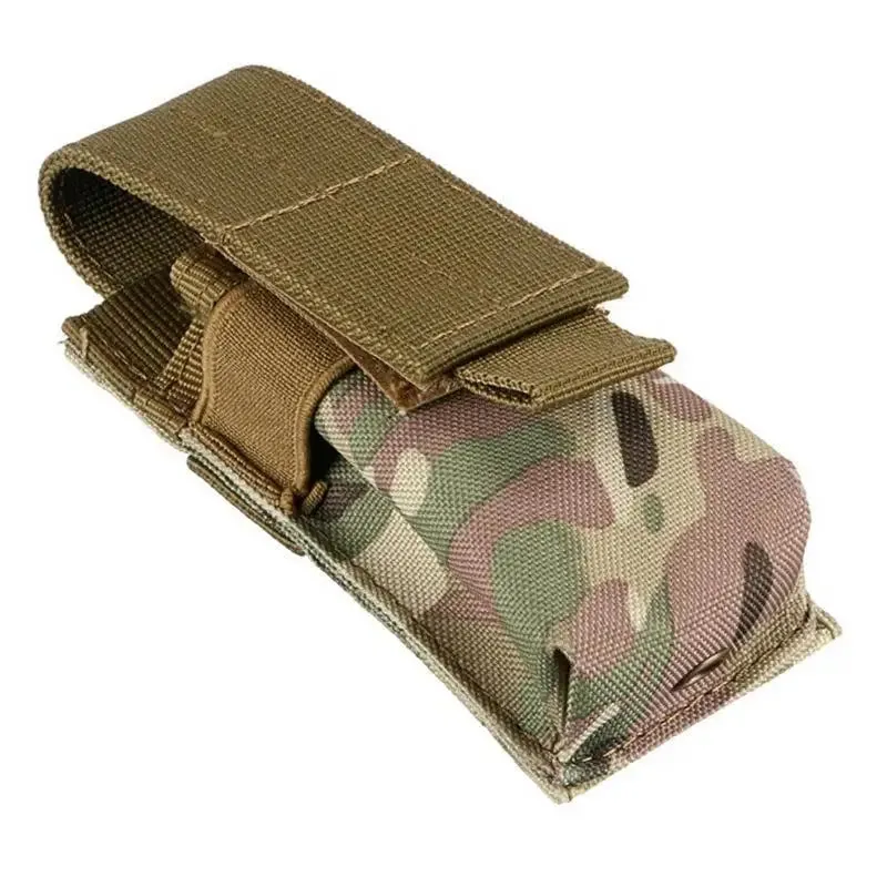 MOLLE Tactical Flashlight and Magazine Pouch - EDC Tool Holder for Outdoor Hunting and Utility Gear