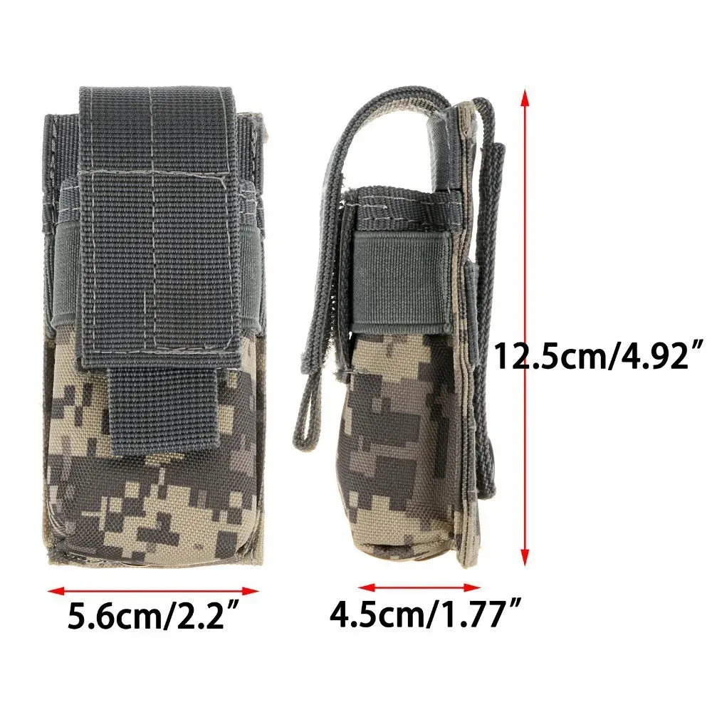 MOLLE Tactical Flashlight and Magazine Pouch - EDC Tool Holder for Outdoor Hunting and Utility Gear