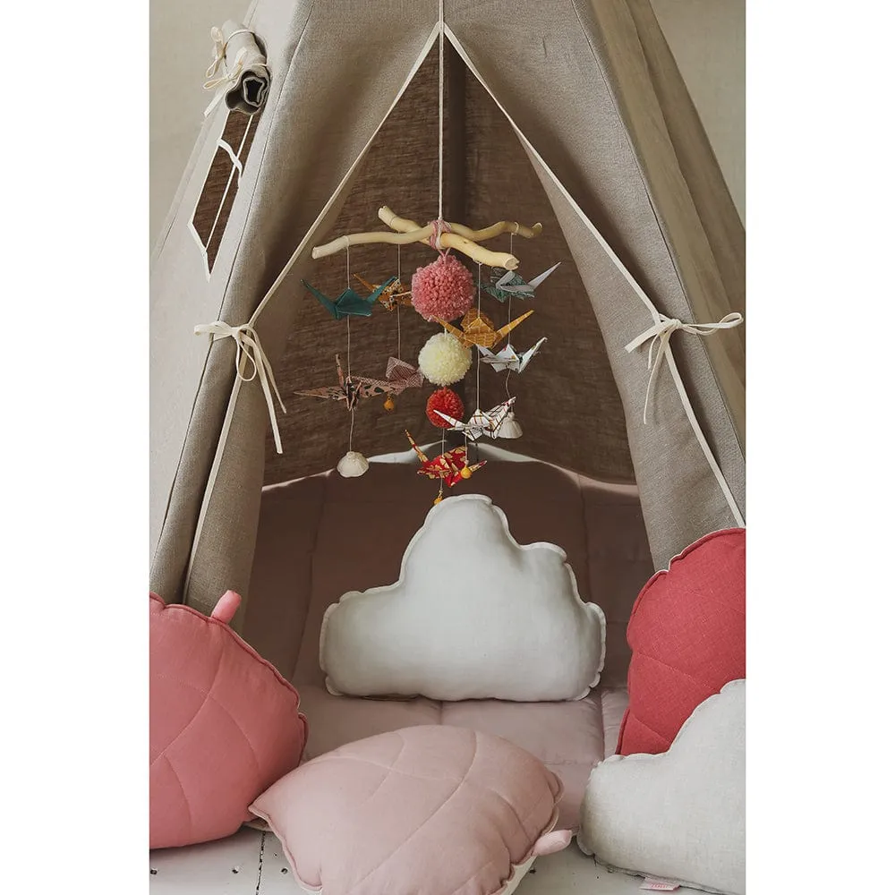 Natural Linen Teepee And Mat Set - Beige