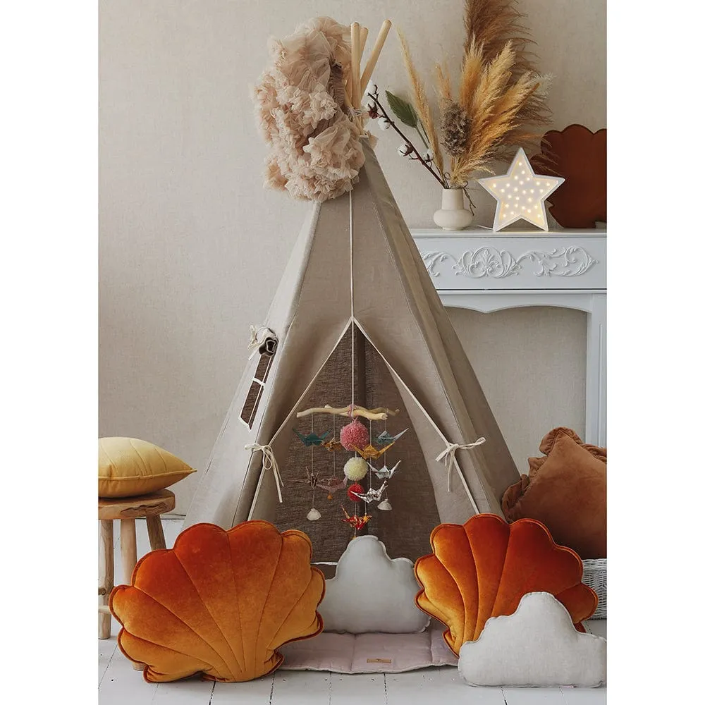 Natural Linen Teepee And Mat Set - Beige