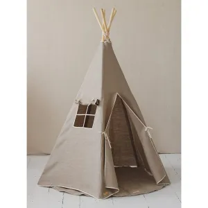 Natural Linen Teepee And Mat Set - Beige