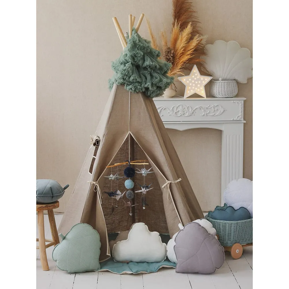 Natural Linen Teepee And Mat Set - Beige
