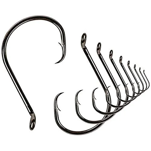 Offset Circle Fishing Hooks Kit - 180pcs 2X Strong Saltwater Freshwater Fish Hooks Sharp High Carbon Steel Octopus Fish Hooks, Size 1-5/0