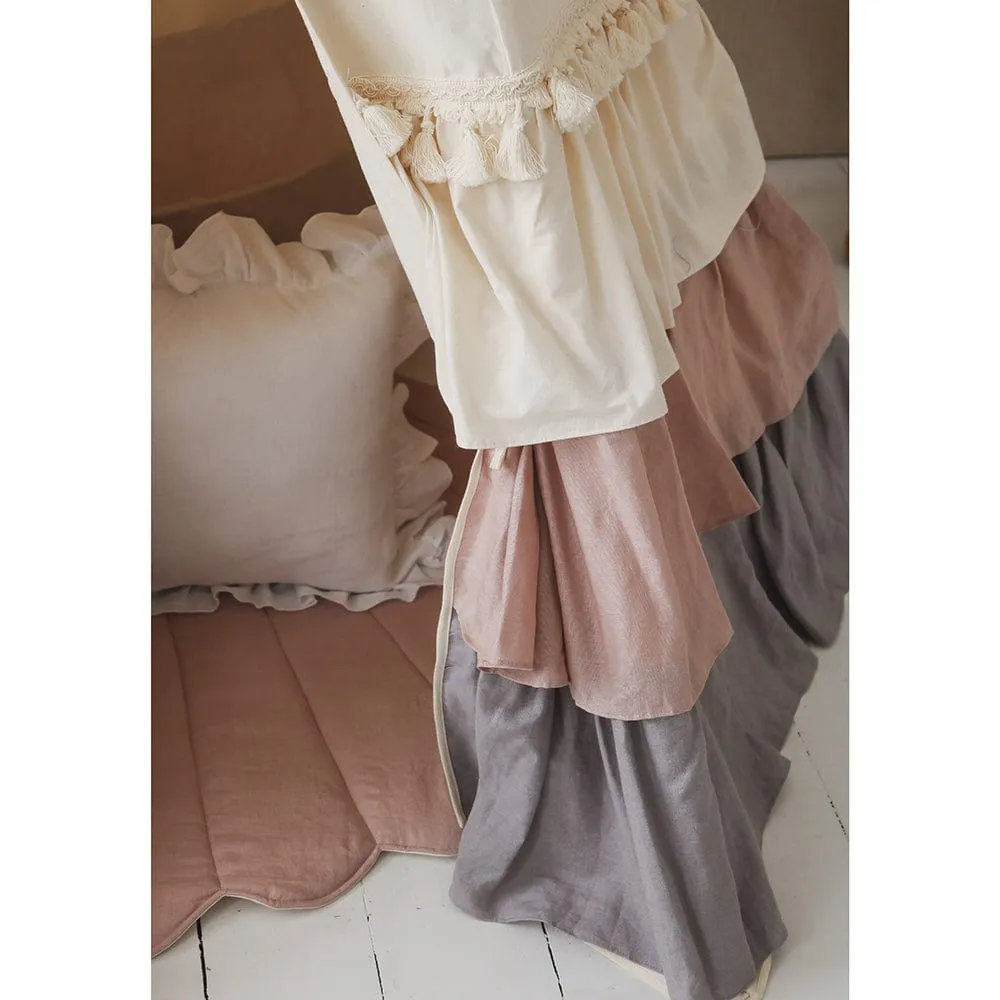 Powder Frills Teepee With Frills And Powder Pink Shell Mat Set - Beige, Pink & Grey