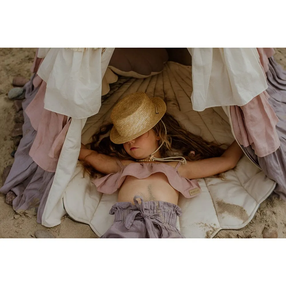 Powder Frills Teepee With Frills And Powder Pink Shell Mat Set - Beige, Pink & Grey