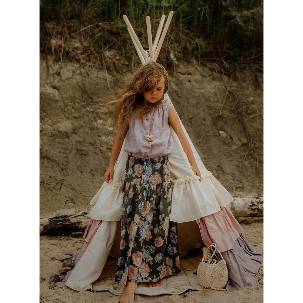 Powder Frills Teepee With Frills And Powder Pink Shell Mat Set - Beige, Pink & Grey