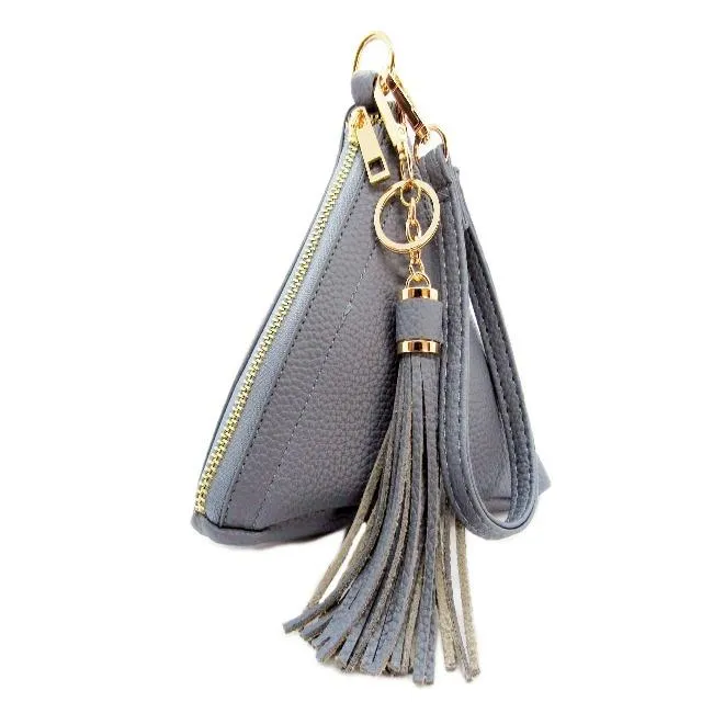 Pyramid Wristlet w/ Tassel - Denim Blue