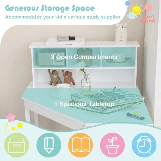 Scratch-resistant Space Saving Homework Desk | Corner Desk | Bureau | Storage & Chair | White