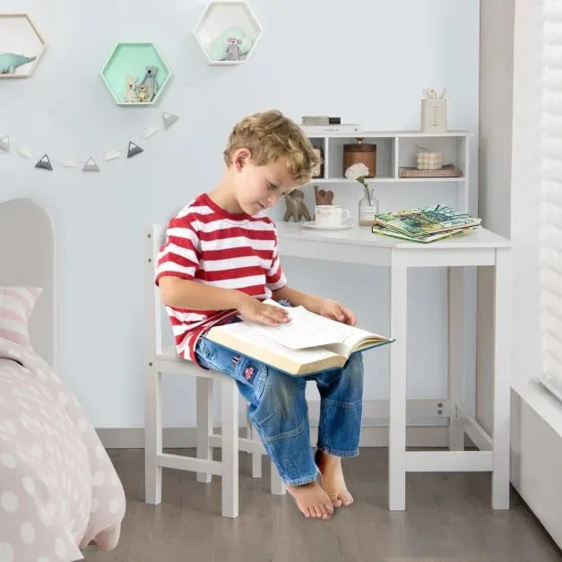 Scratch-resistant Space Saving Homework Desk | Corner Desk | Bureau | Storage & Chair | White