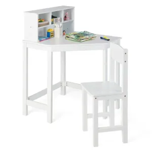 Scratch-resistant Space Saving Homework Desk | Corner Desk | Bureau | Storage & Chair | White