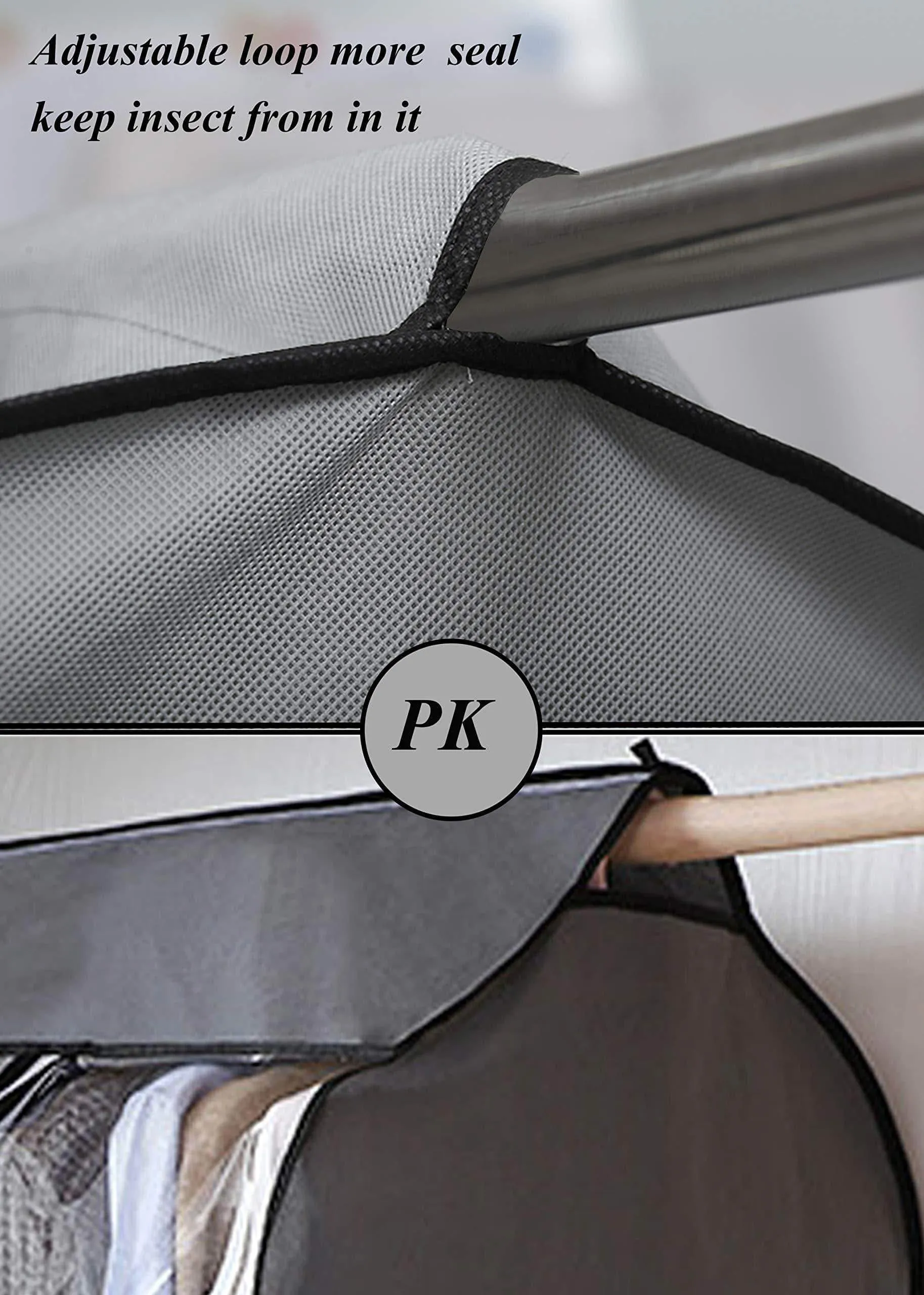 SLEEPING LAMB Garment Bag Organizer Storage with Clear PVC Windows Garment Rack Cover Well-Sealed Hanging Closet Cover for Suits Coats Jackets, Grey