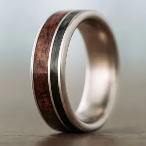 The Sentinel | Men's Titanium Wedding Band with 1903 Springfield Rifle Stock Wood & Whiskey Barrel