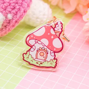 Tiny Forest - Mushroom House - acrylic charm / keychain