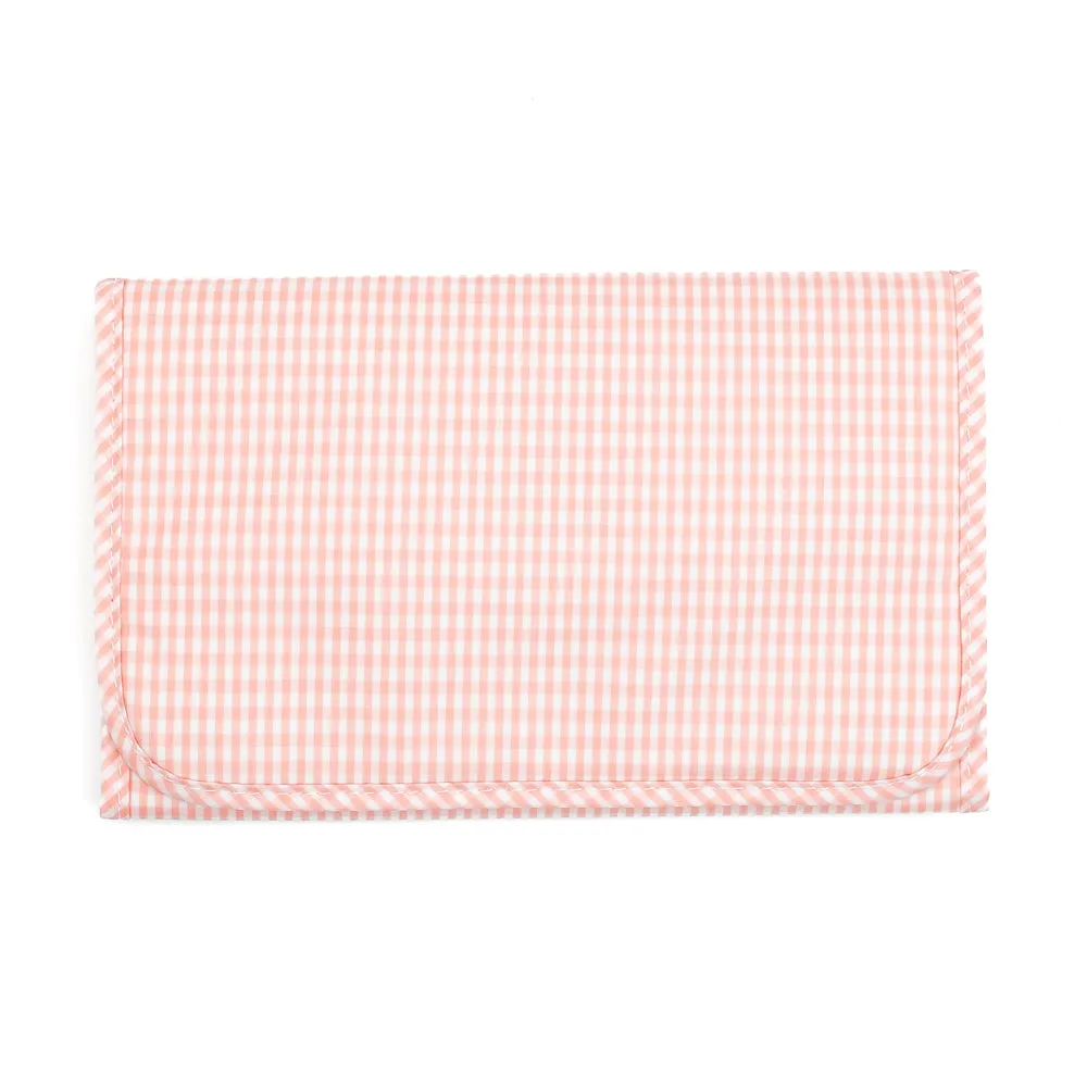 TRVL Design - Game Changer Pad - Baby Changing Pad - Baby Gift - Taffy Gingham Check - Coral Pink