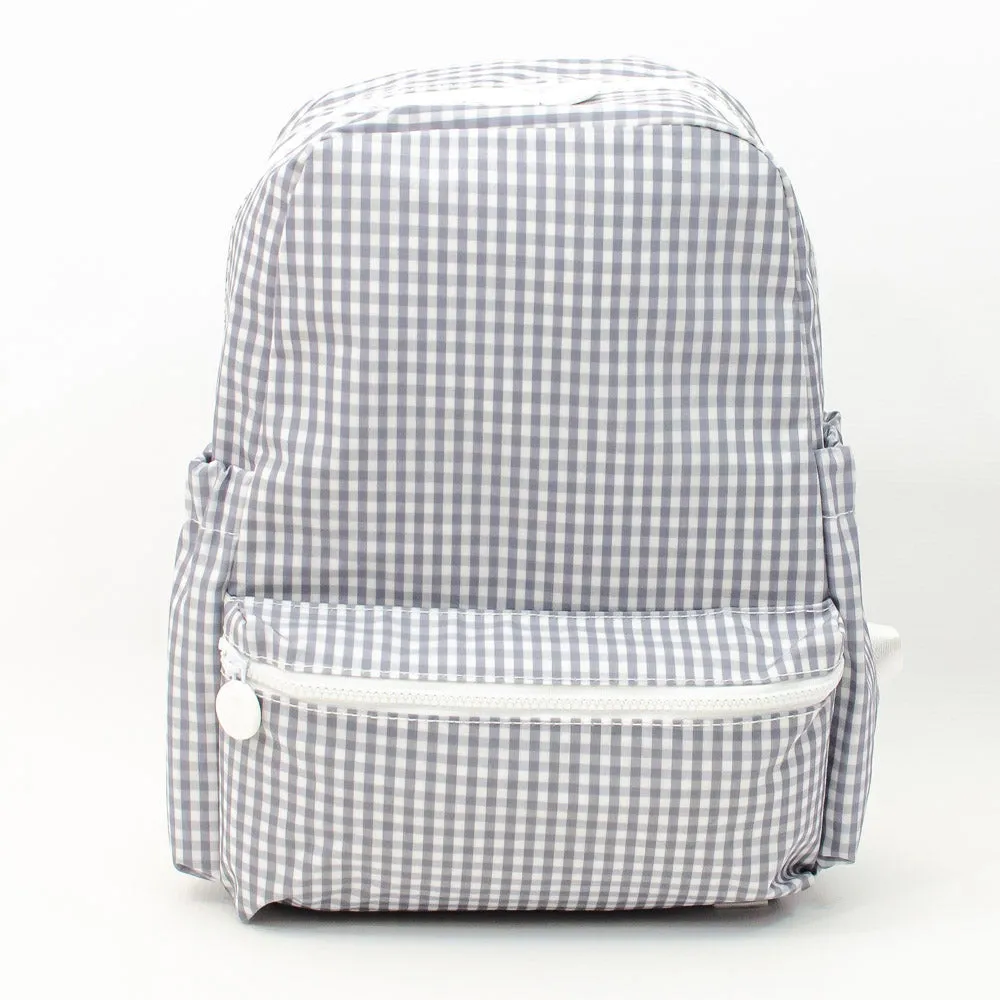 TRVL Design - Grey Gingham Backpacker - Baby Gift - Gray Gingham Diaper Bag