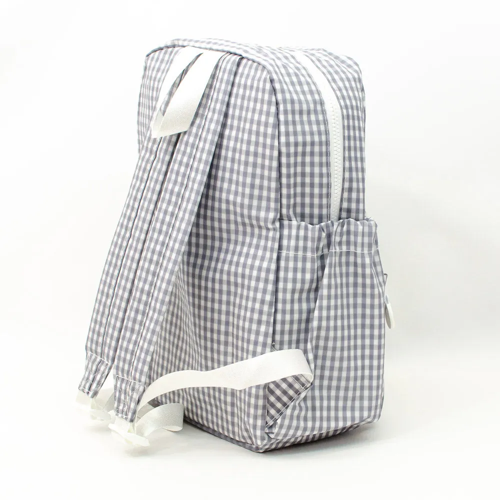 TRVL Design - Grey Gingham Backpacker - Baby Gift - Gray Gingham Diaper Bag