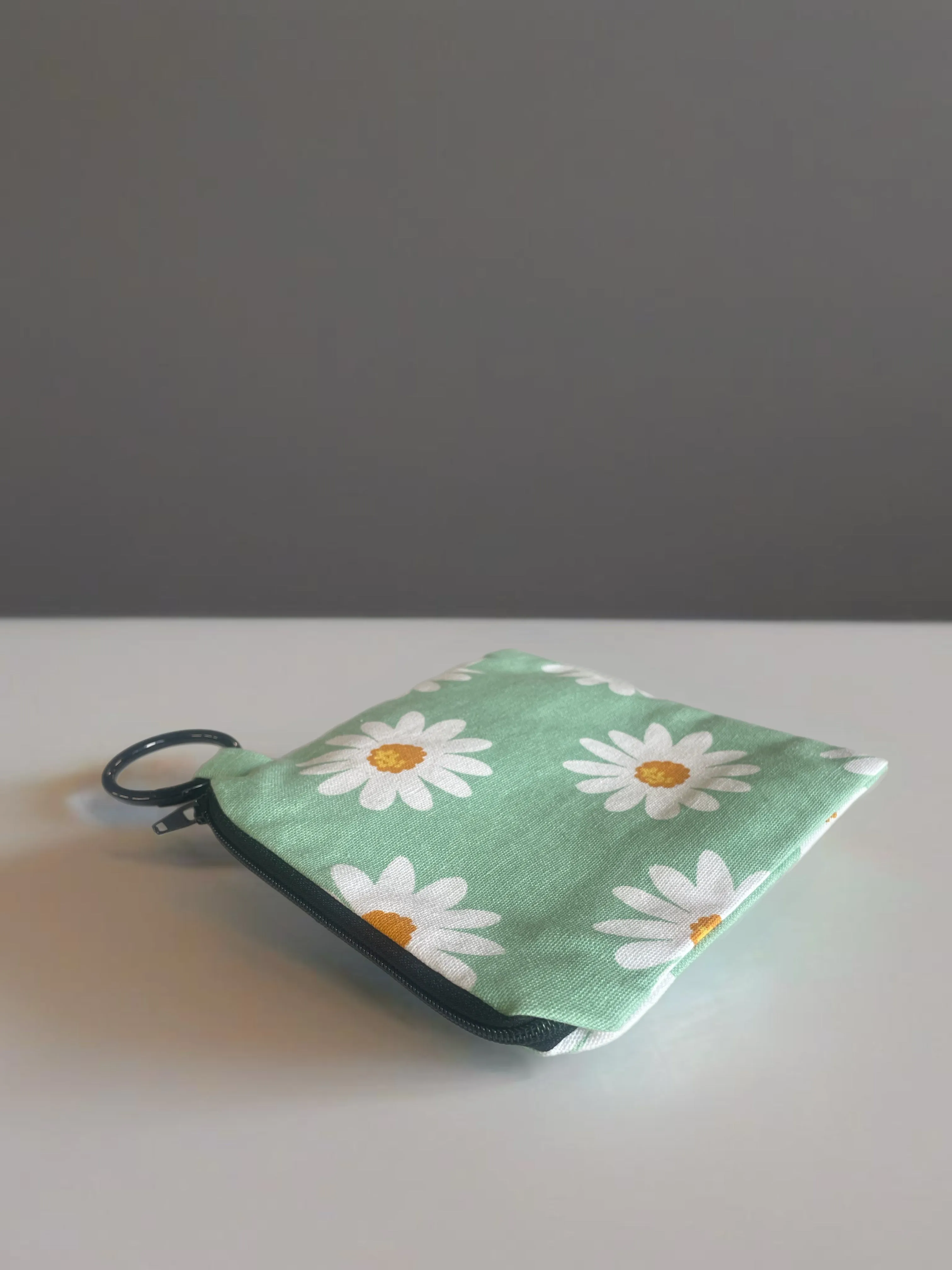 Wide Martingale collar daisies on sage sturdy cotton 50mm width